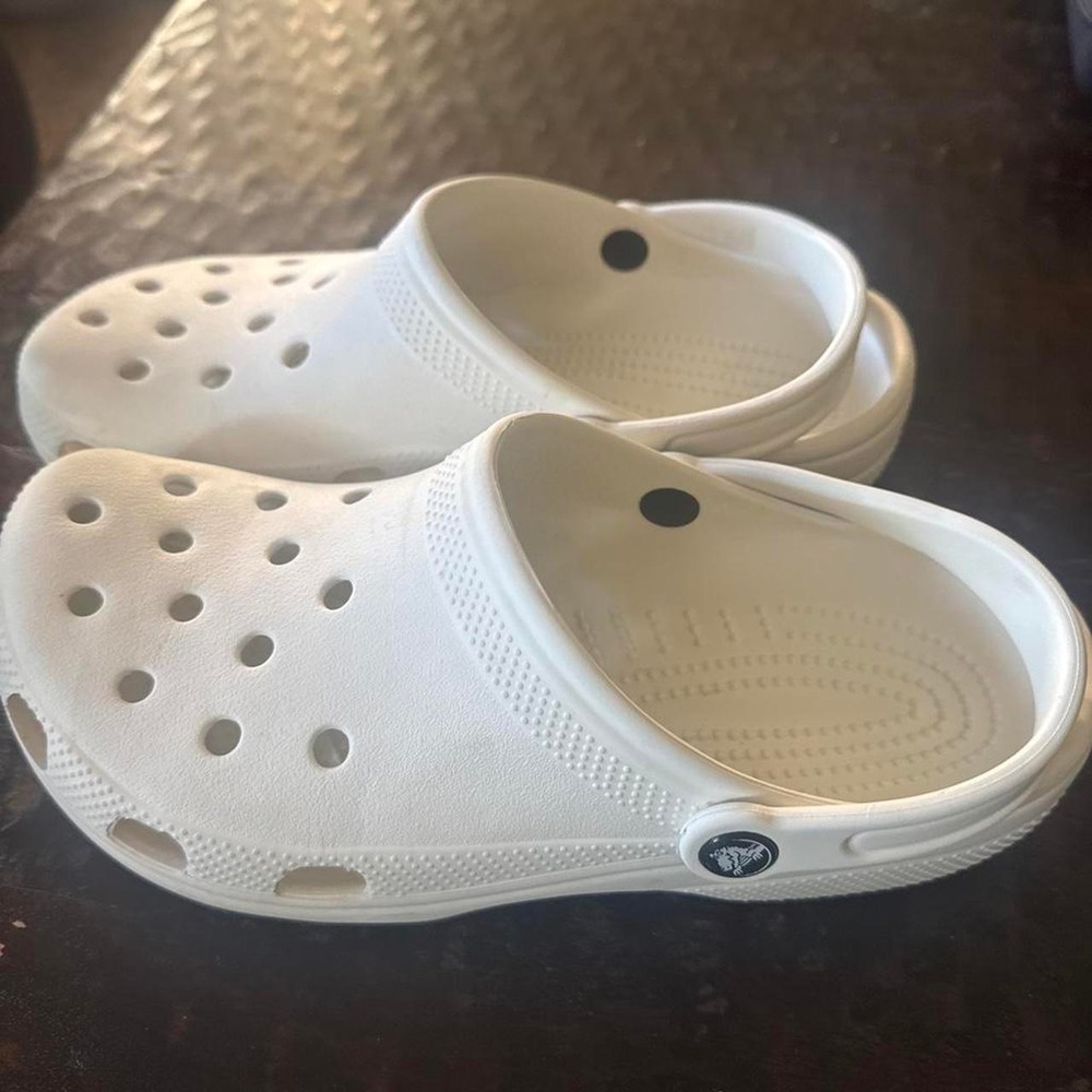 White Crocs clogs